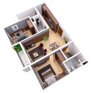 Thiết kế căn hộ 2 phòng ngủ the zen gamuda