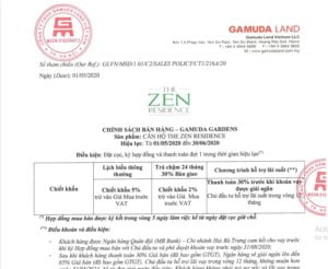 Chính sách bán hàng chung cư Zen Residence